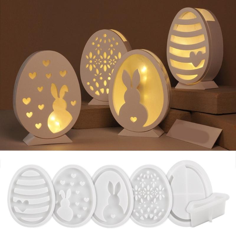 Easter Eggs and Rabbit Lantern Silicone Molds Table Decorative Ornament Mold for Crafting Ornament and Home Decors