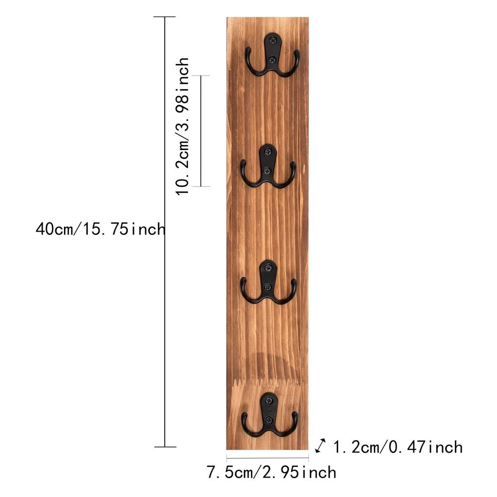 Wall Mount Key Holder Rack with Hooks Decorative Farmhouse Vertical Hanger for Entryway Home