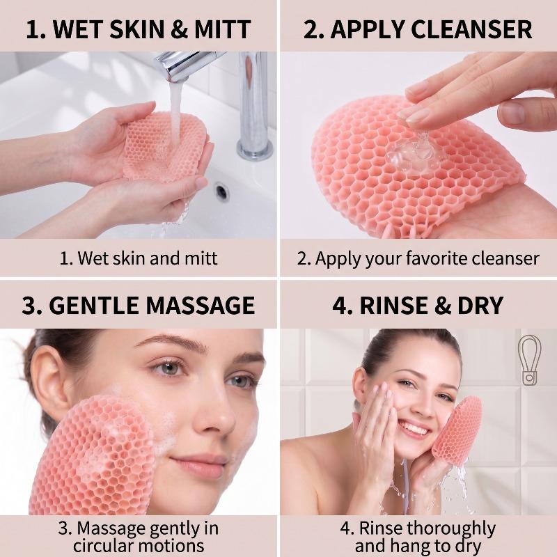 Honeycomb Exfoliating Shower Finger Caps Bath Mitt Breathable Odorless Body Scrubber Skin Care Cleansing Tool Multi-Color