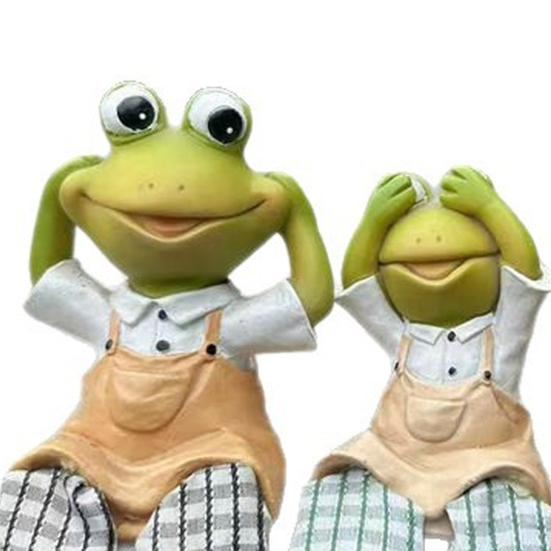 3 Pcs Desktop Frog Ornament Resin No See No Speak No Hear Frog Figurines Sitting Frog Statue with Long Legs for Indoor Table Shelf Cabinet Decor