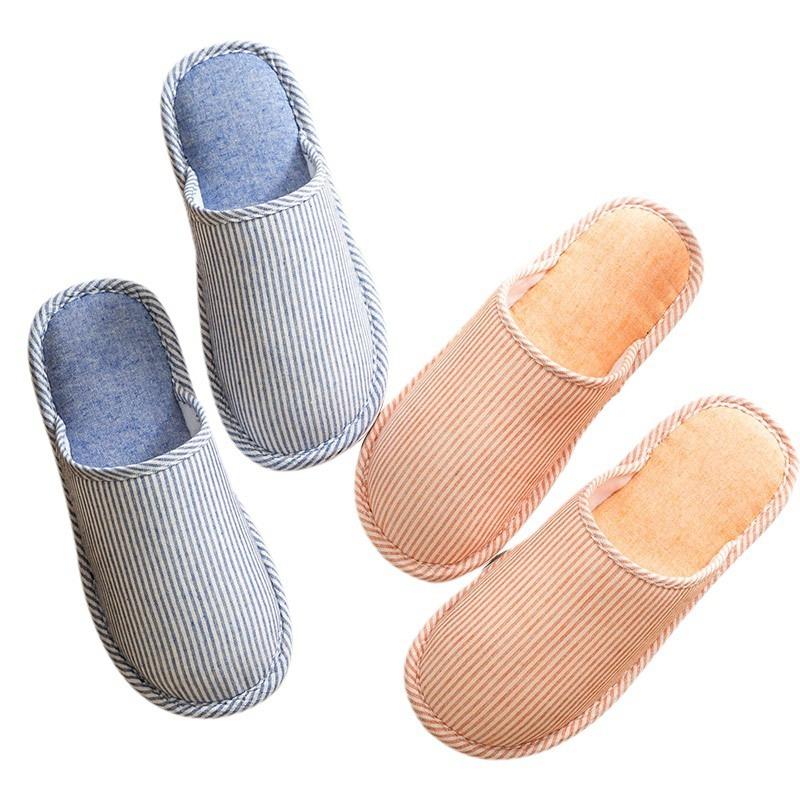Household Slippers Spring Autumn Winter Four Seasons Female Couple Home Non-slip Indoor Cotton Linen Linen Thick Bottom Men