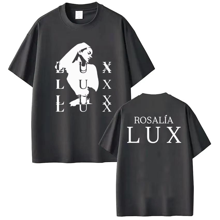 Singer Rosalia Lux 2026 Album Tour Print Vintage Loose Cotton Fashion Casual Short Sleeve Unisex And Unisex TShirt
