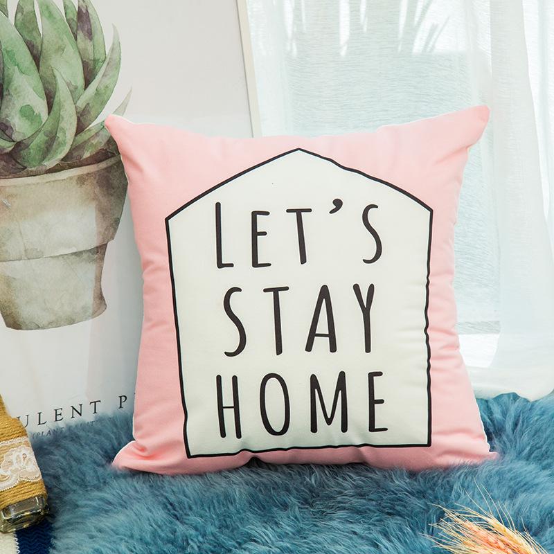 Geometric Pink Simple Fashion Pillow Modern Letter Cushion Ins Small Fresh Pillow Case Sofa Cushion Pillow