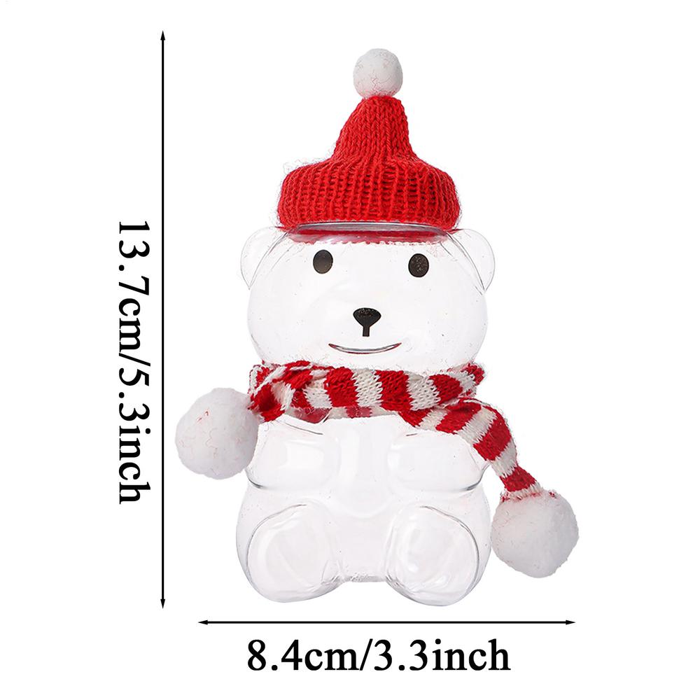 

500 мл Креативная кружка в форме мультяшного медведя с шапкой и шарфом, чашка для молочного чая, кофейная кружка, бутылка для напитков, ПЭТ, безопасная для микроволновой печи, рождественский подарок чистый