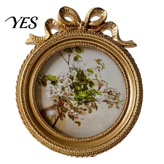 Crack Resistant Frame Vintage Picture Frame, Gold-Tone Round Oval Photo Arched Retro Exquisite Detail for Wall Hanging or Tabletop Display Home Decor