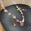 Cute Sweet Girl Colored Beaded Candy Necklace Female Niche Design Sense Neck Chain Dopamine Sweet Cool Hottie Collarbone Chain