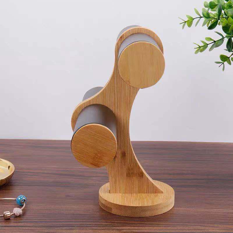 Retro Bamboo Wood Bracelet Display Stand for Jewelry and Watches
