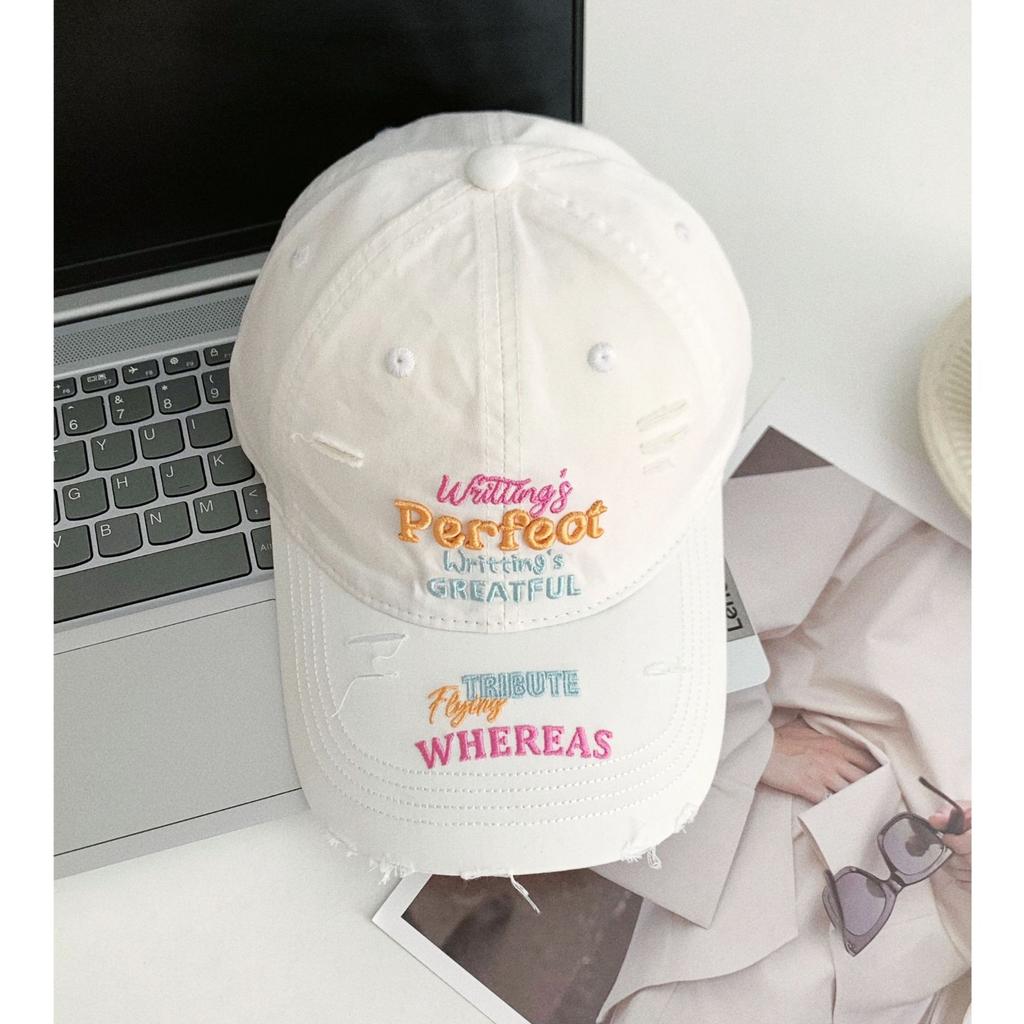 Fashionable Ripped Baseball Cap Fashionable Colorful Letters Three Dimensional Embroidery Candy Color Niche Sun Protection Baseball Cap Trendy
