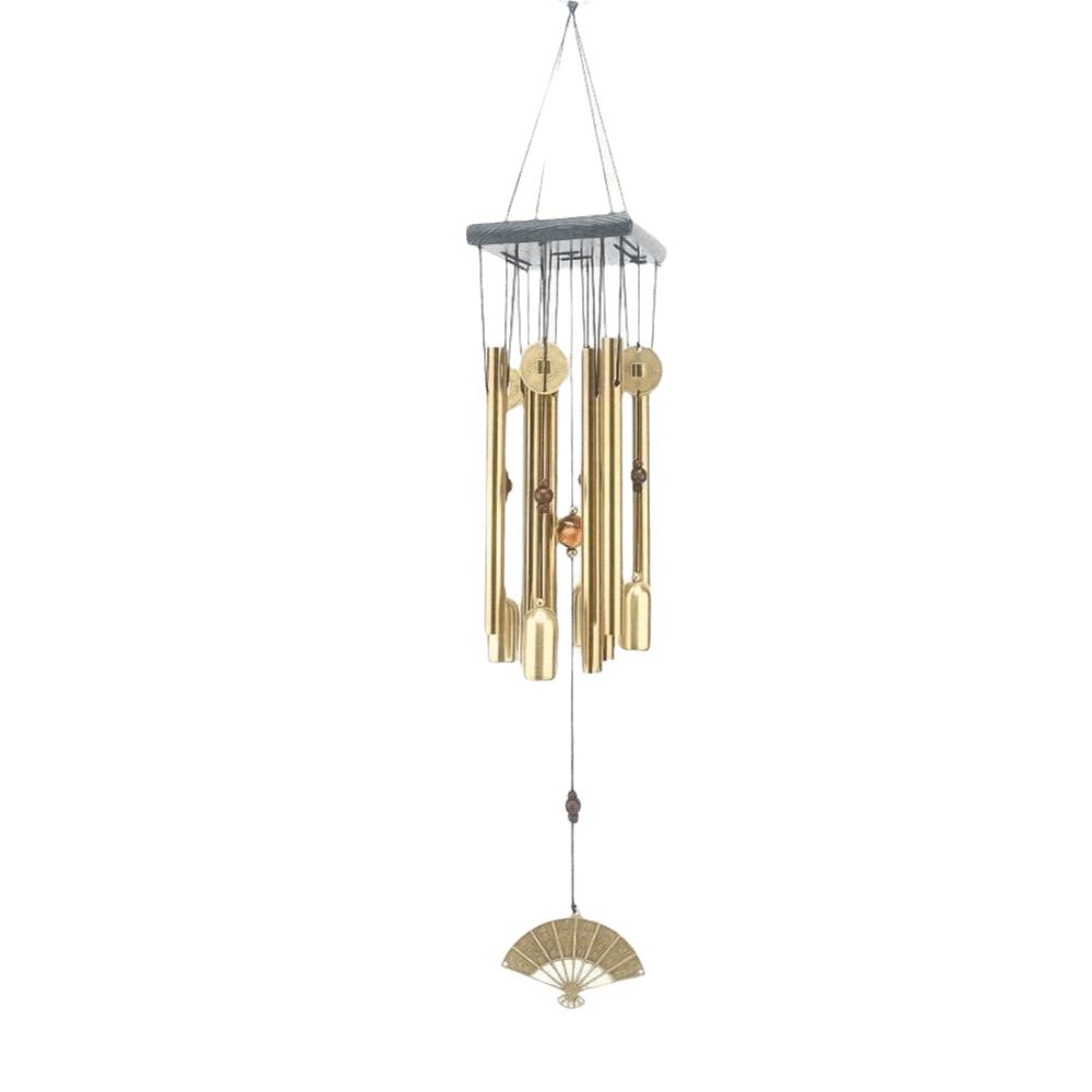 Aluminum Tube Wind Chimes Bronze Bell 6 Tuned Tubes Multi-Pipe Wind Chimes Golden Finish Deep Tone Memorial Wind Chimes