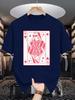 Yellow Unisexs Tee Retro Poker Queen Card Print Crew Neck Cotton Short Sleeve Fashion Male Street Summer Soft Daily Casual Wear