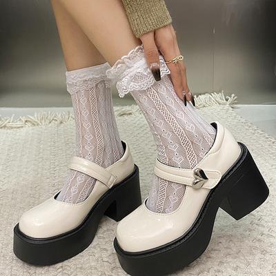 Damen Dicke Plateau Mary Janes Schuhe Party Pumps 2024 Sommer Neu Lolita Schuhe Mode Studenten JK Uniform Cosplay High Heels