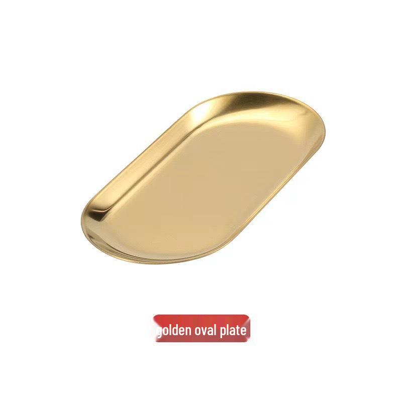 Gold Oval Stainless Steel Nordic Snack & Dessert Plate
