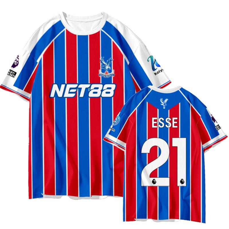 Crystal Palace Saison 2025-2026 Fan T-Shirt Herren Kurzarm Schnelltrocknend Lockerer Sitz Freizeit Sport T-Shirt XXXL 140-155cm