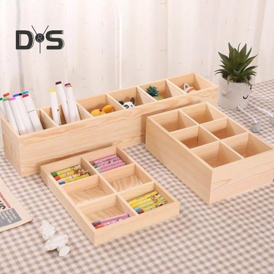 Aufbewahrungskoffer für Pinsel, glatte Kanten, gratfrei, großes Fassungsvermögen, mehrere Fächer, rechteckige Aufbewahrungsbox aus Holz