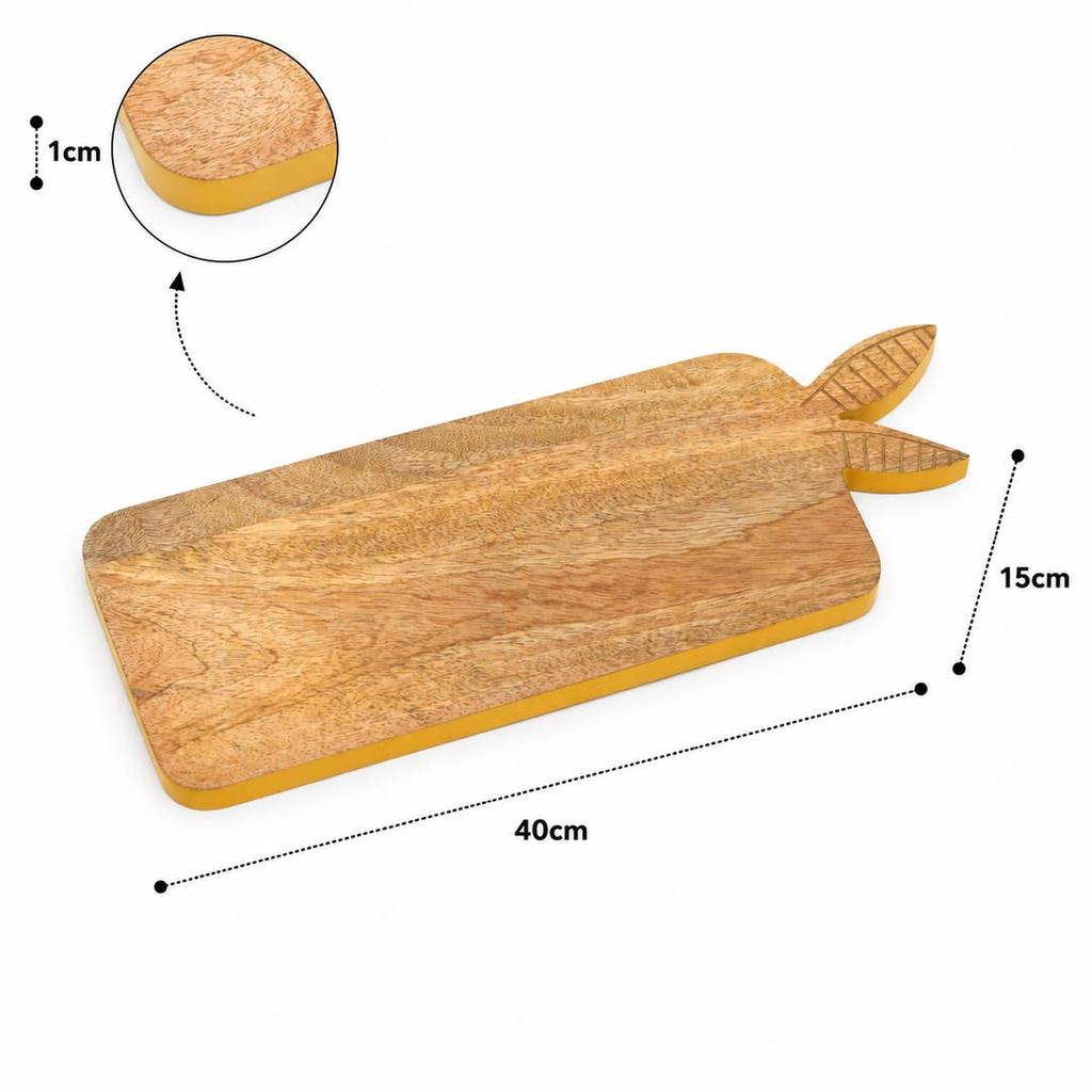 Yellow Edged Bunny Serving Board Wooden Decorative Kitchen Serving Tray for Cheese Snacks and Appetizers