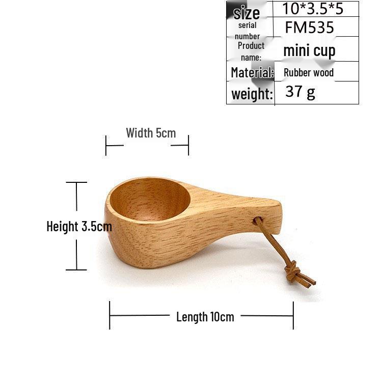 Nordic Rubberwood Cup with Lanyard Handle - Creative Wooden Coffee & Milk Mug 101-200ml