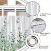 1Pc Green Leaf Butterfly Garden Shower Curtain - Polyester Fabric, Machine Washable, With Hook, Suitable For Bathroom Decoration