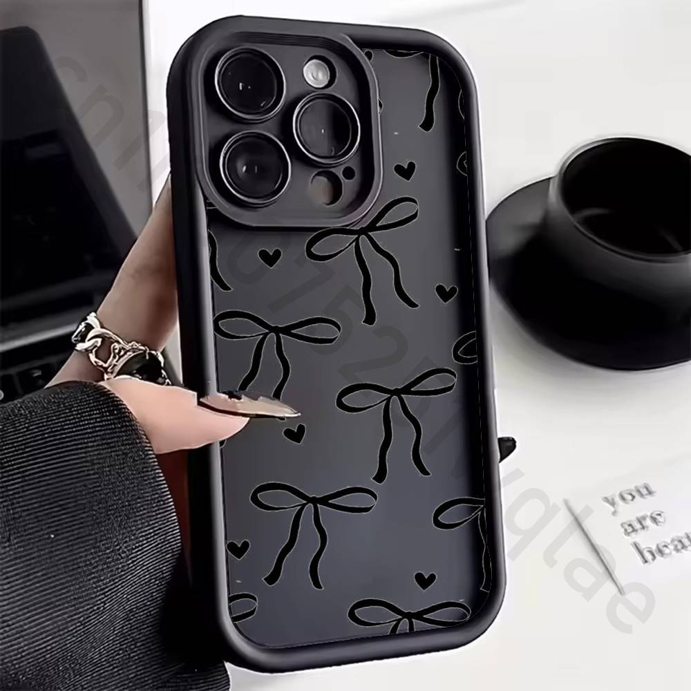 Colorful Bow Print Phone Case For iPhone 11 13 17 15 12 14 Pro Max air Plus SE Soft Matte Cover