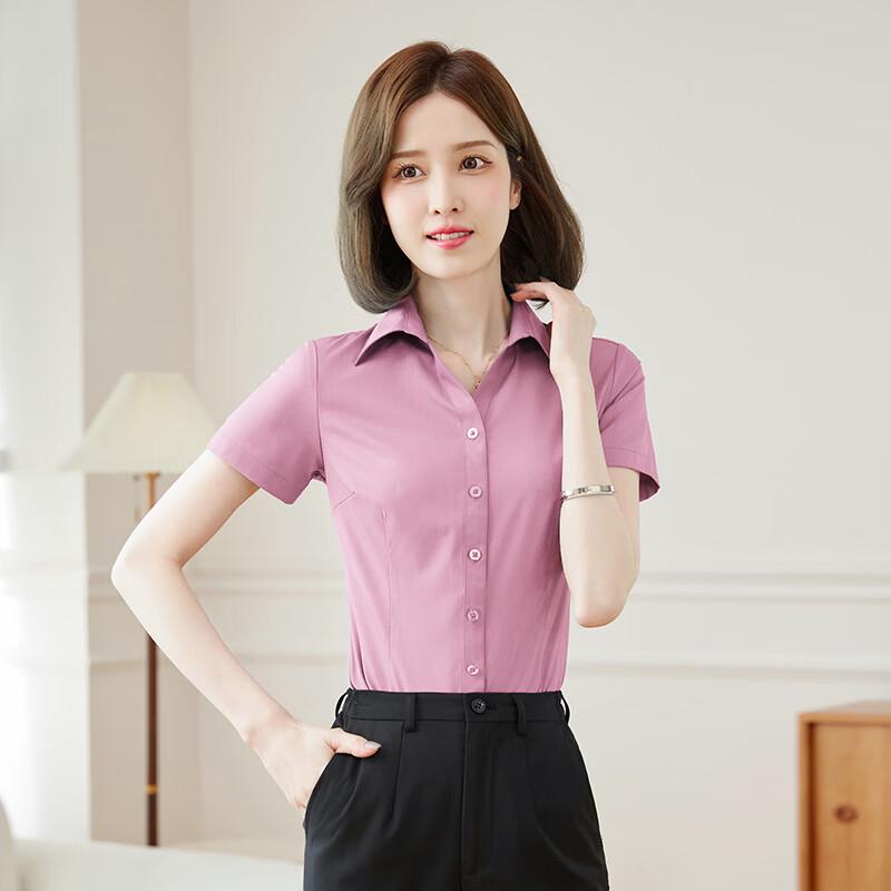 Women s V-Neck Bamboo Fiber Short-Sleeve Work Shirt 46/4XL