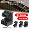 ATX GPU Adapter Elbow Head 8Pin 6Pin Female To 8Pin 6Pin Male 180 Degree Angled Power Steering Connector for Desktop Video Card