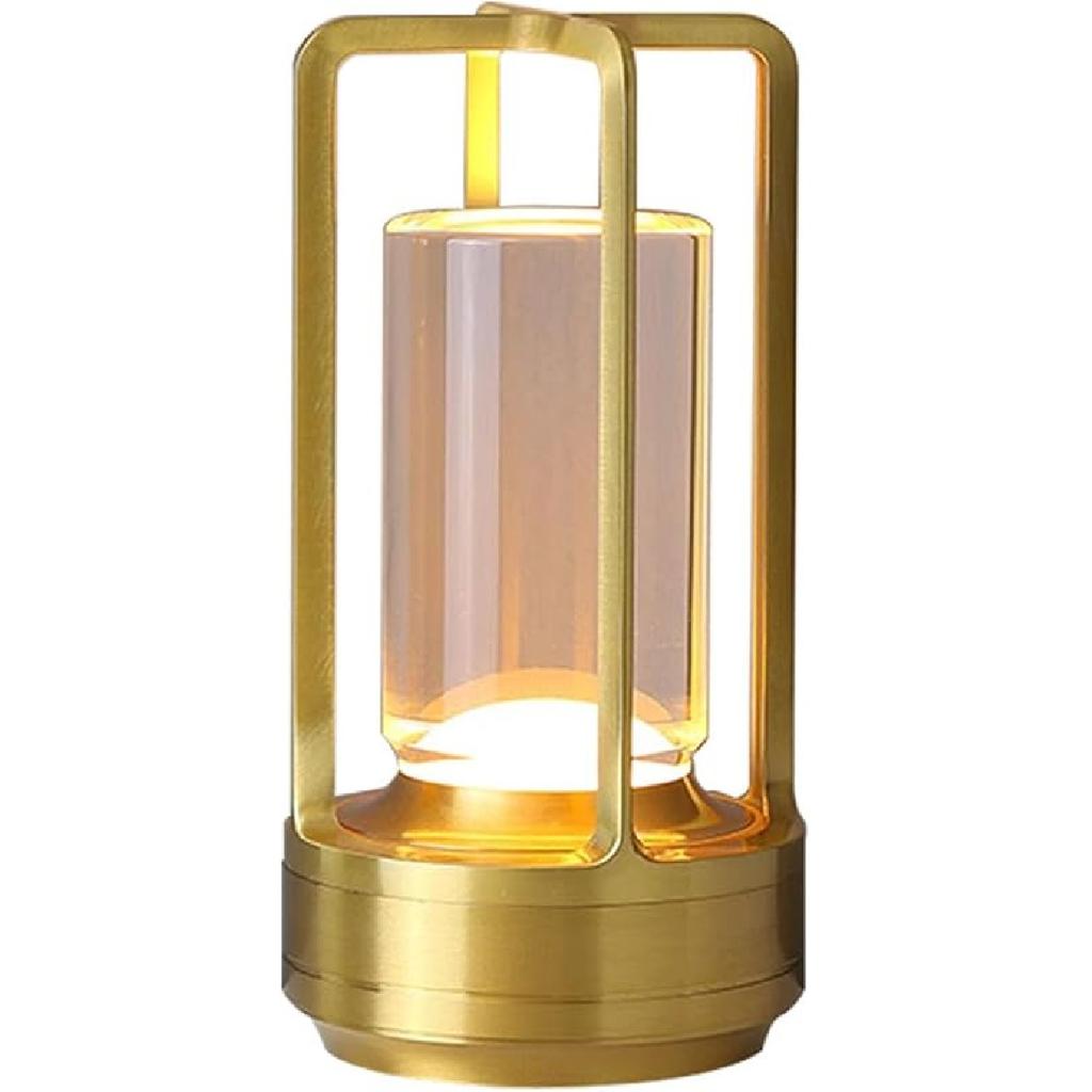 Cordless LED Touch Desk Lamp,2600mAh Battery Powered Crystal Lantern Lamp,3-Colour Dimmable Bedside Lamp,Small Desk Lamp for Restaurant Bedroom Bar