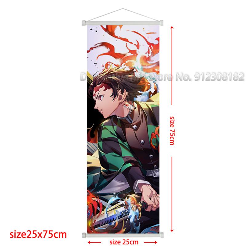 Demon Slayer Scroll Poster Kamado Tanjirou Canvas Painting Nezuko Classic Wall Art Pictures for Living Room Home Decoration