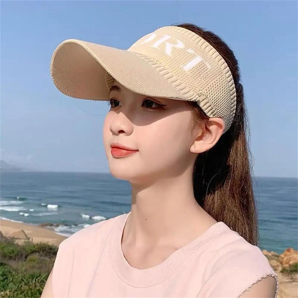 Summer Solid Color Empty Top Outdoor Cycling Sports Sunscreen Baseball Hat For Women Duckbill Cap
