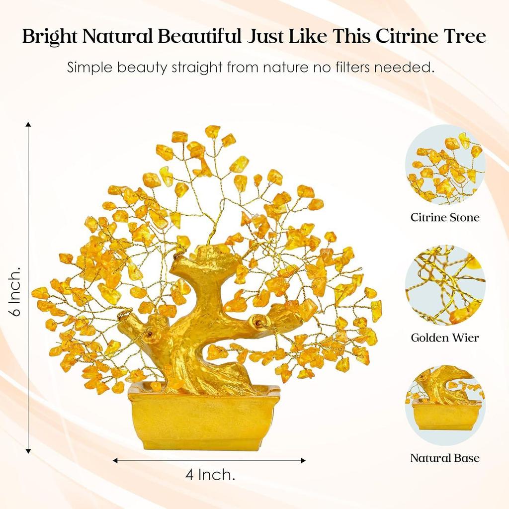 Lucky Feng Shui Citrine Tree of Life Bonsai – Gift for Women & Men | Showpiece for Home Decor Living Room | Positive Energy Items |