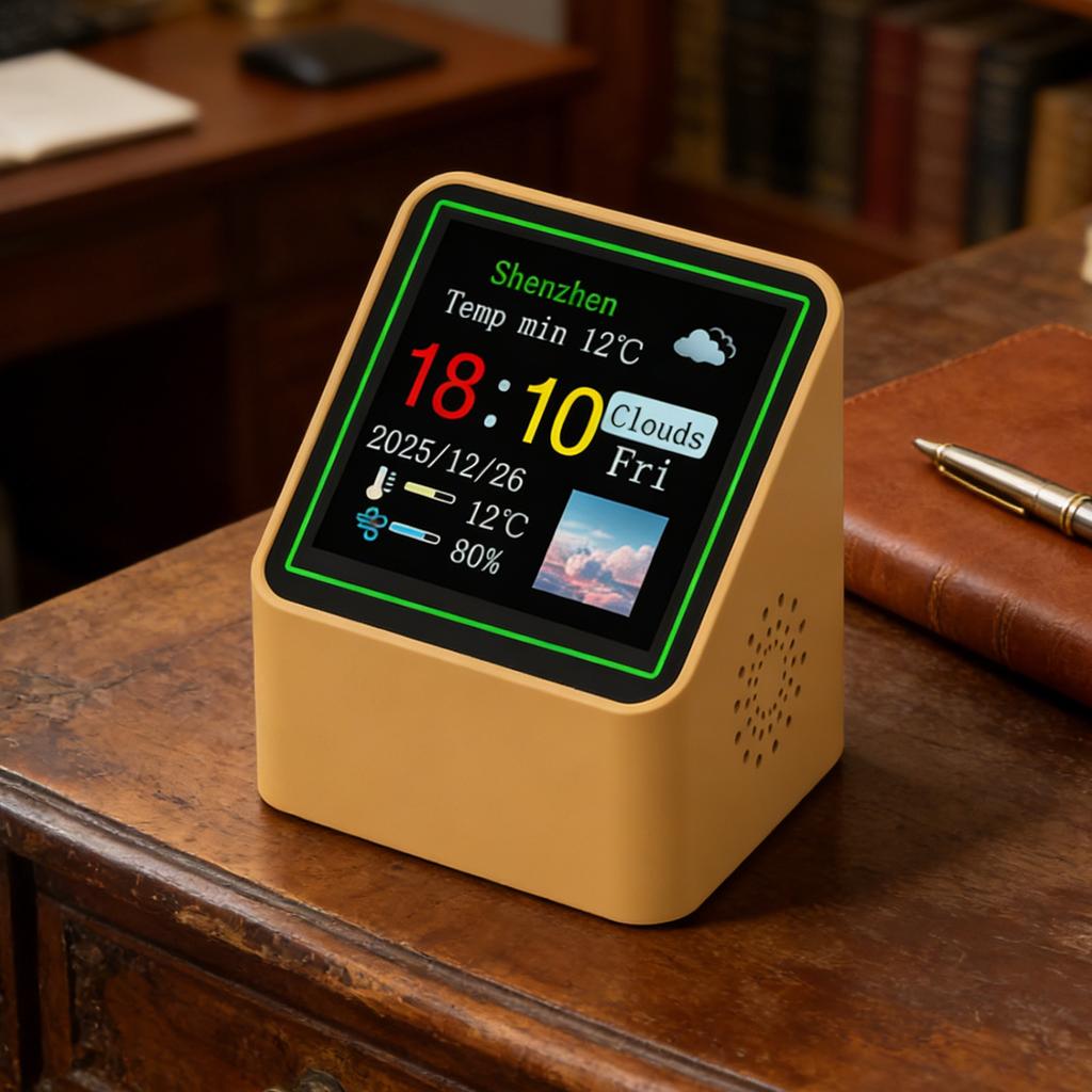 Smart WiFi Weather Forecast Station Clock with Temperature Humidity Display Date for Office Study Dorm Desk Use
