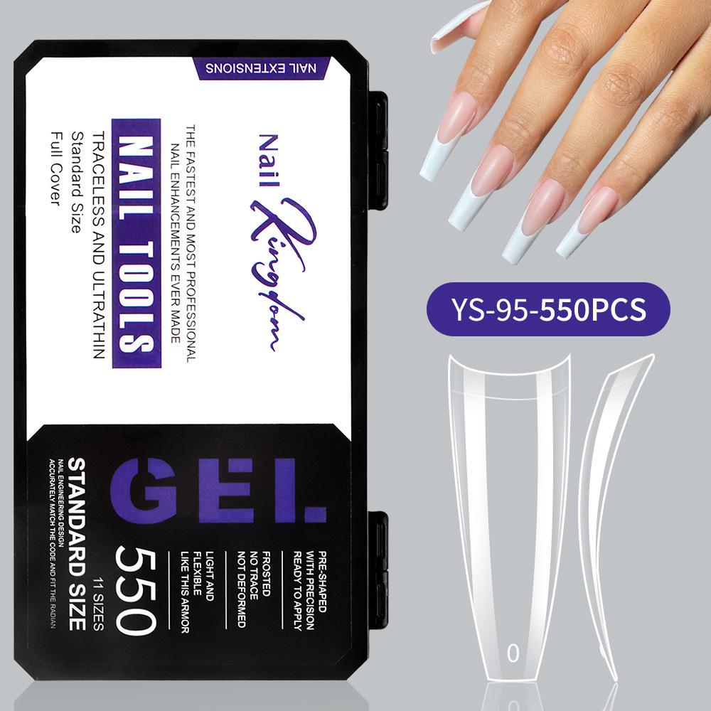 550-Piece Box of Transparent Short Square Nail Tips – Trapezoidal Full and Half Stick, Thin and Durable for Nail Art