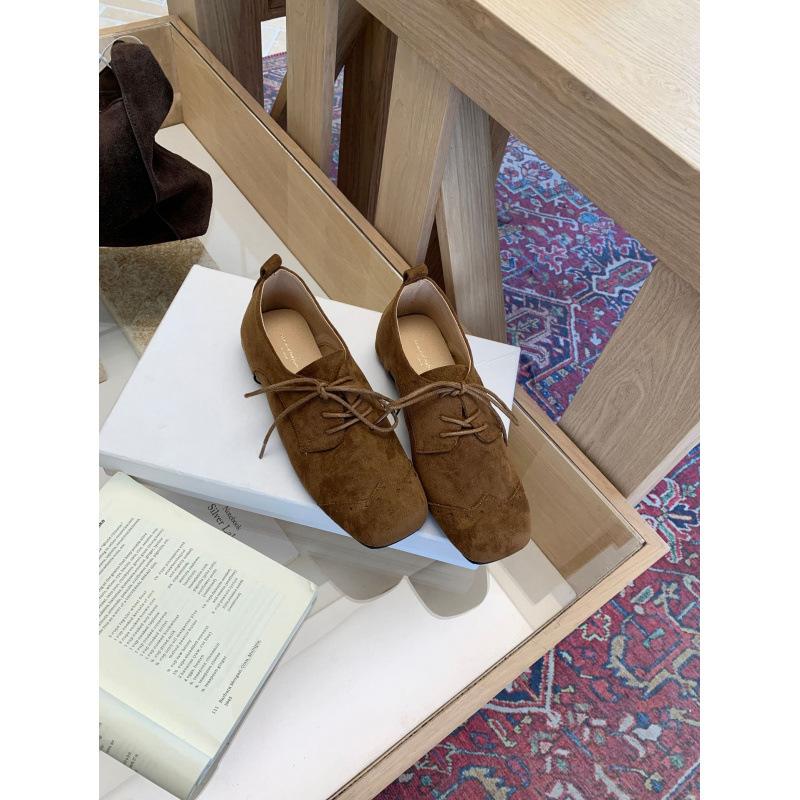 2025 new square head suede inner heightening loafers flat single shoes one pedal casual retro