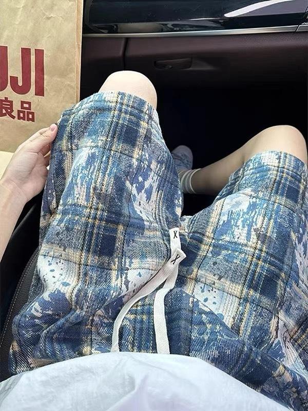 Summer New Men's Plaid Shorts Trendy Brand Fashion Loose Large Size Five-point Pants Men's Pants