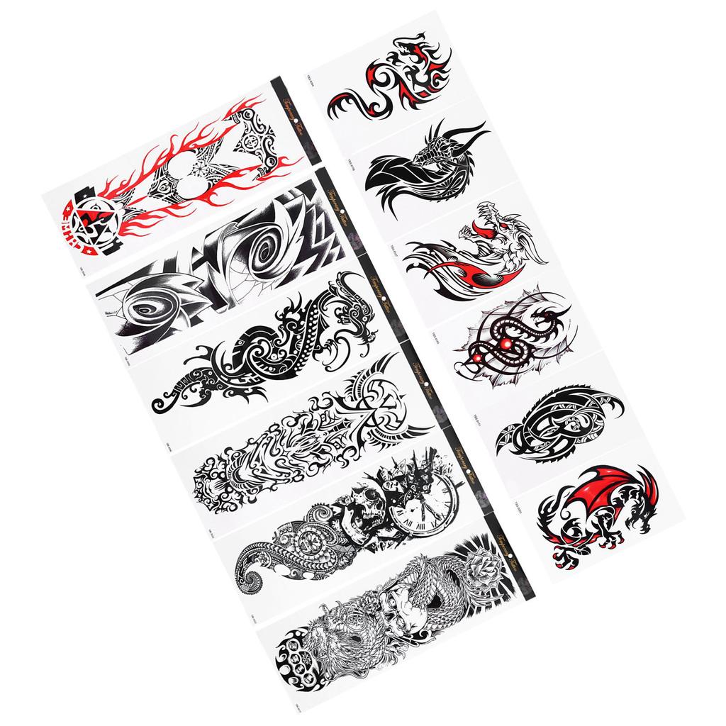 6pcs Full Arm Waterproof Temporary Tattoos 6pcs Half Arm Shoulder Tattoos for Men Women