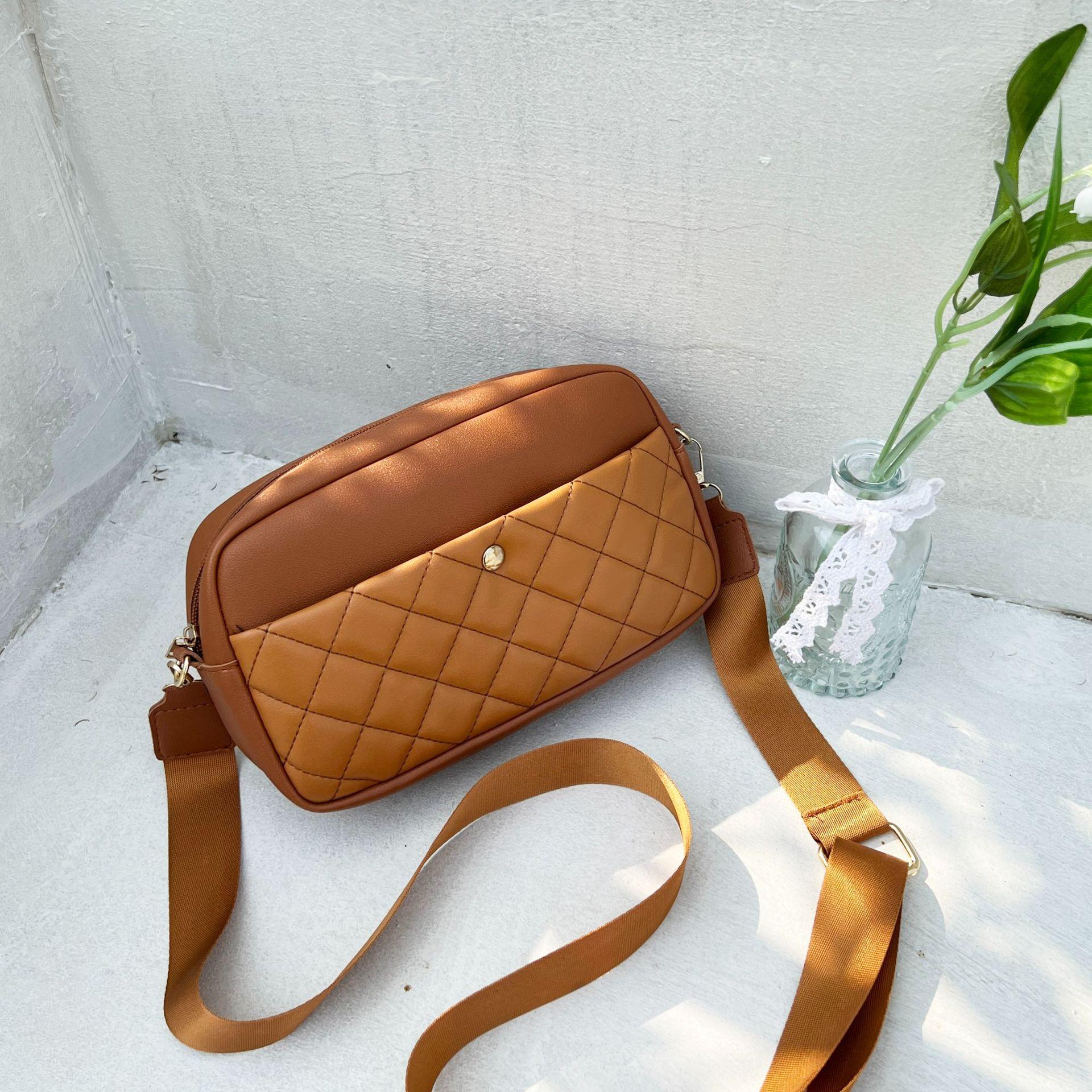 

Косметичка с ромбом, новая сумка через плечо Xiaoxiangfeng, модная женская сумка для мобильного телефона. коричневый