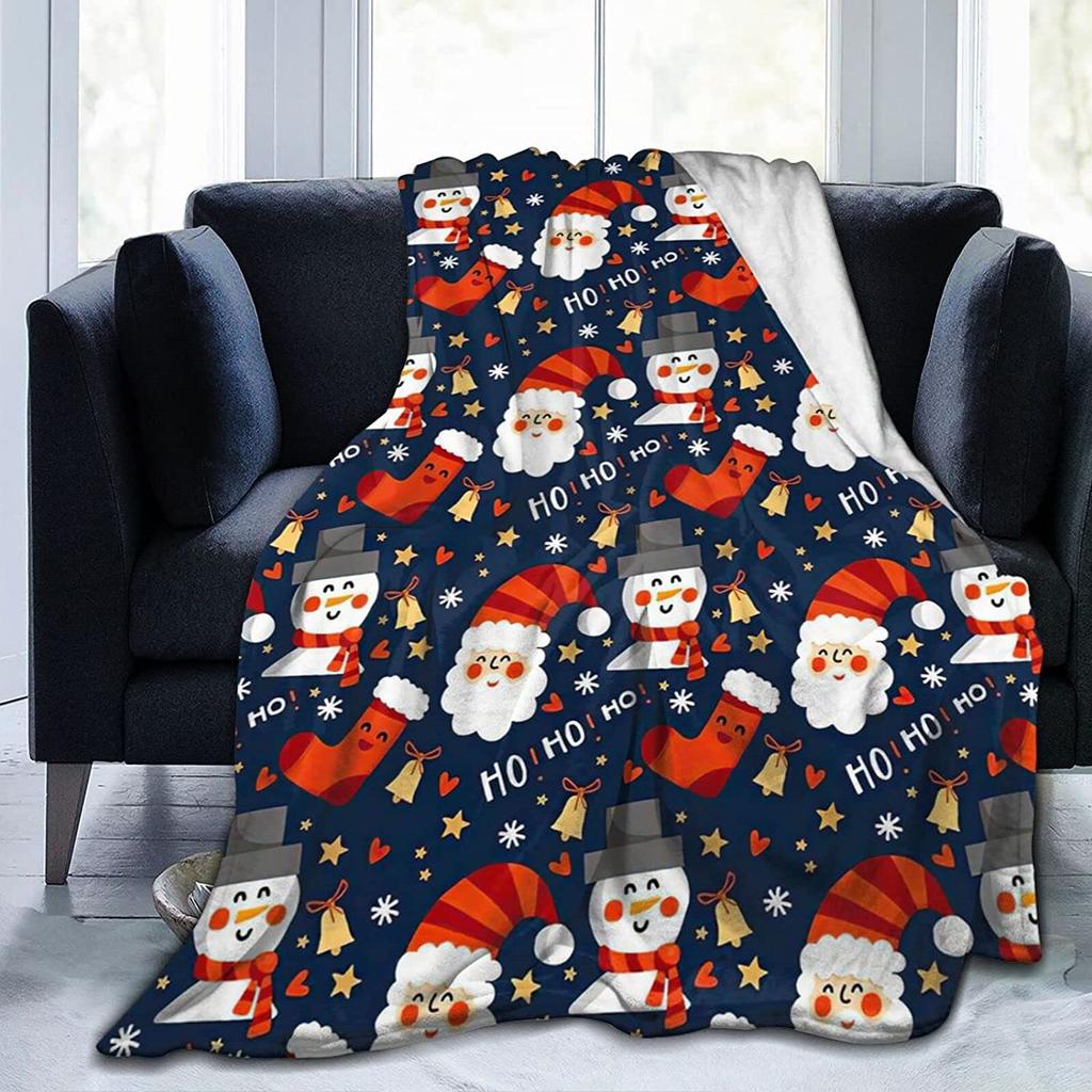 Christmas Blanket Santa Throw Blanket Holiday Flannel Throw Super Soft Cozy Plush Xmas New Year Holiday Blanket for Couch Sofa Bed