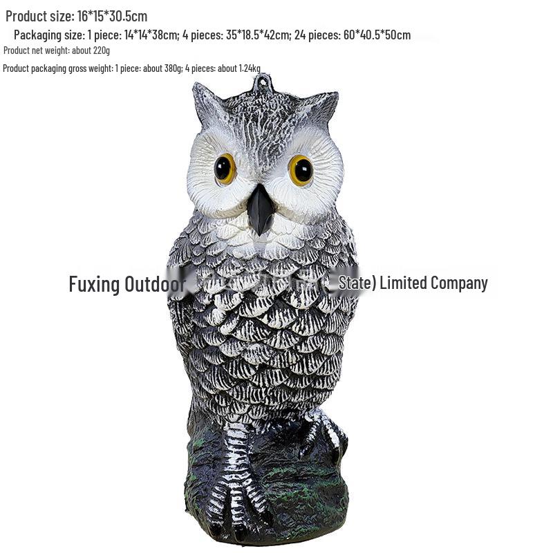Garden Owl Bird Repellent Ornament - Realistic Head-Turning Design for Outdoor Decoration