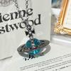 Vivienne Glacier Blue ORB Necklace - Women's European & American Style 3D Planet Saturn Pendant