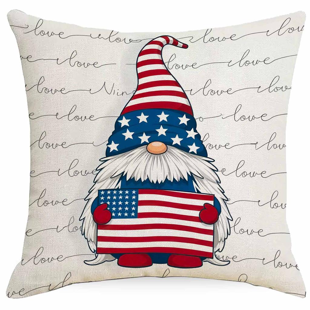 Kissen Patriotisch Rot Blau Stern Zwerg Dekokissenbezug Zuhause Sofakissenbezug