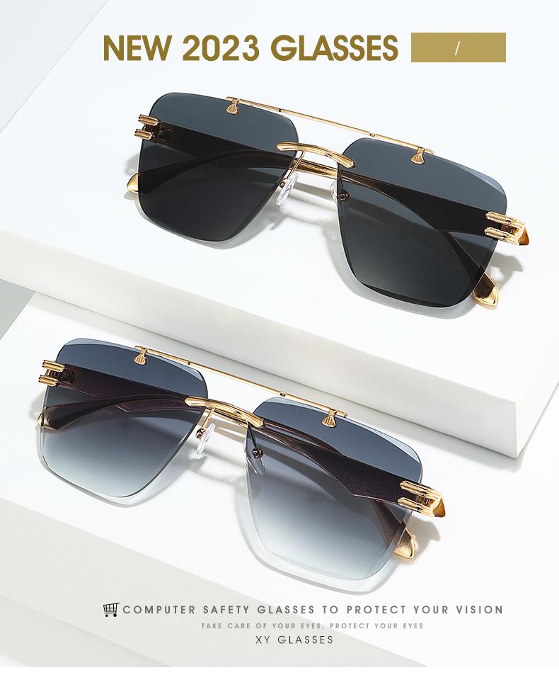 Frameless Gradient Sunglasses: European & American Style with Metal Texture