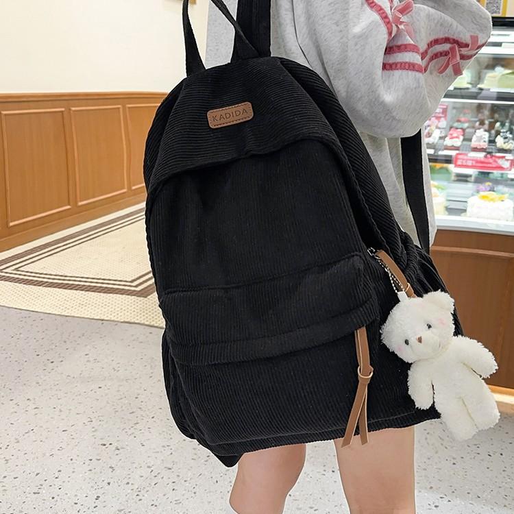 Schoolbag New Autumn and Winter Corduroy Backpack Fashion New Korean Backpack Male and Female Student Bag Lightweight Versatile Bag