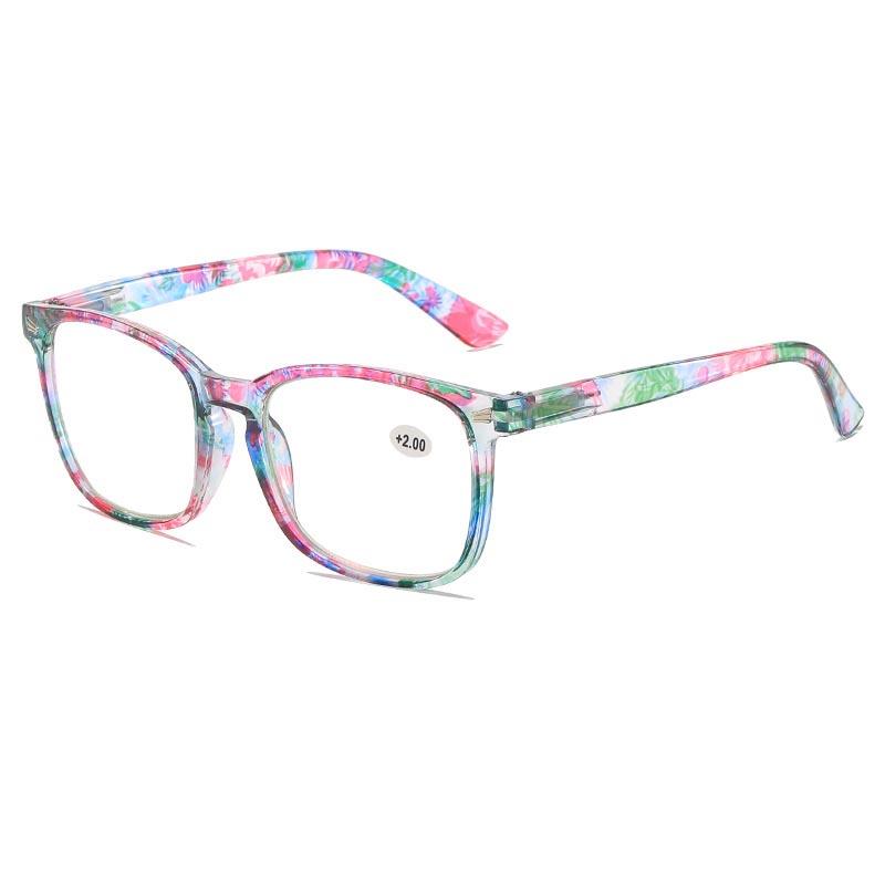 Lunettes de lecture photochromiques dernière mode unisexes Monture florale tendance Verres haute définition anti-lumière bleue Presbytie +4.0