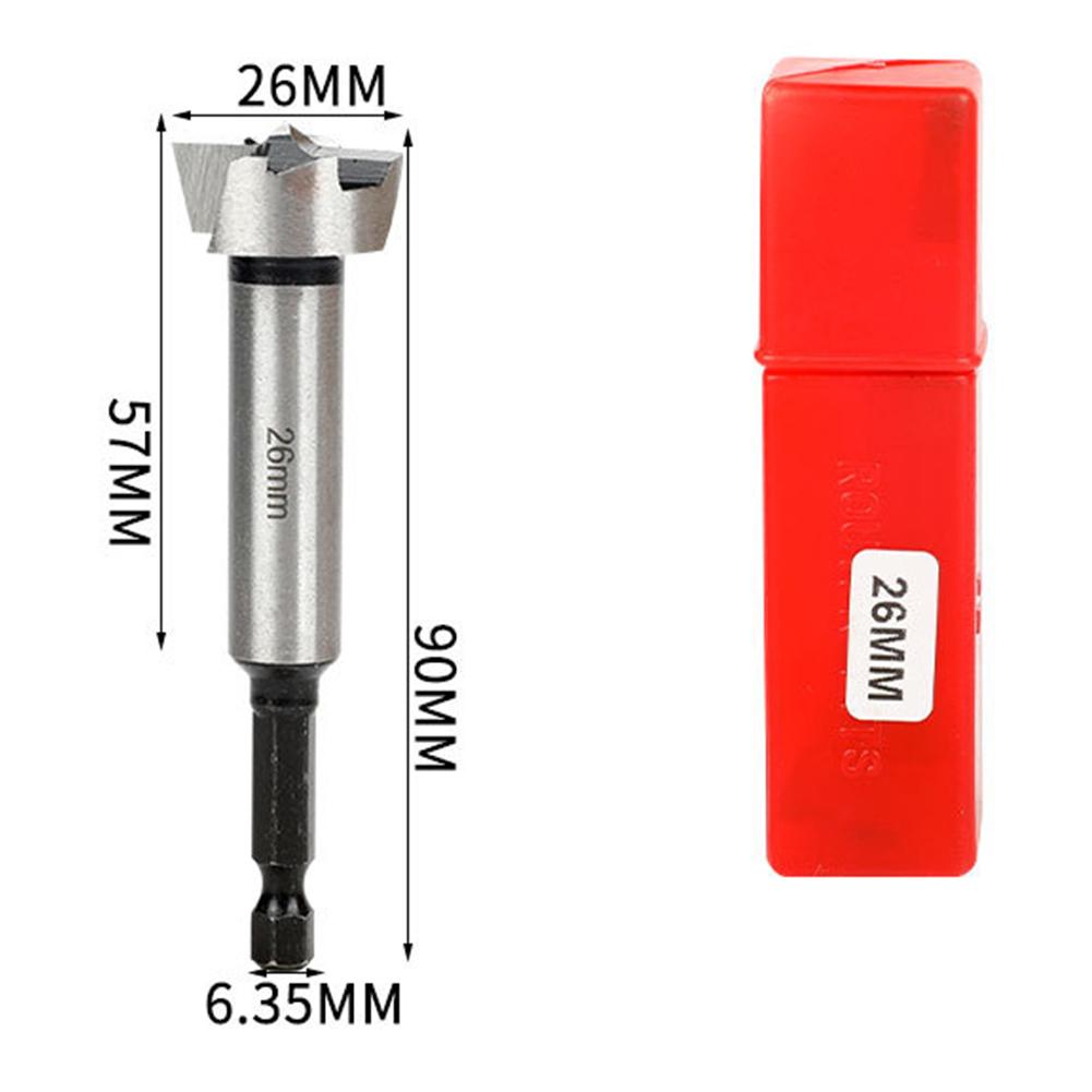 Hexagonal Shank Multi Tooth Flat Drill Bit 26mm-32mm Woodworking Hinge Boring Tool High Carbon Steel Silver