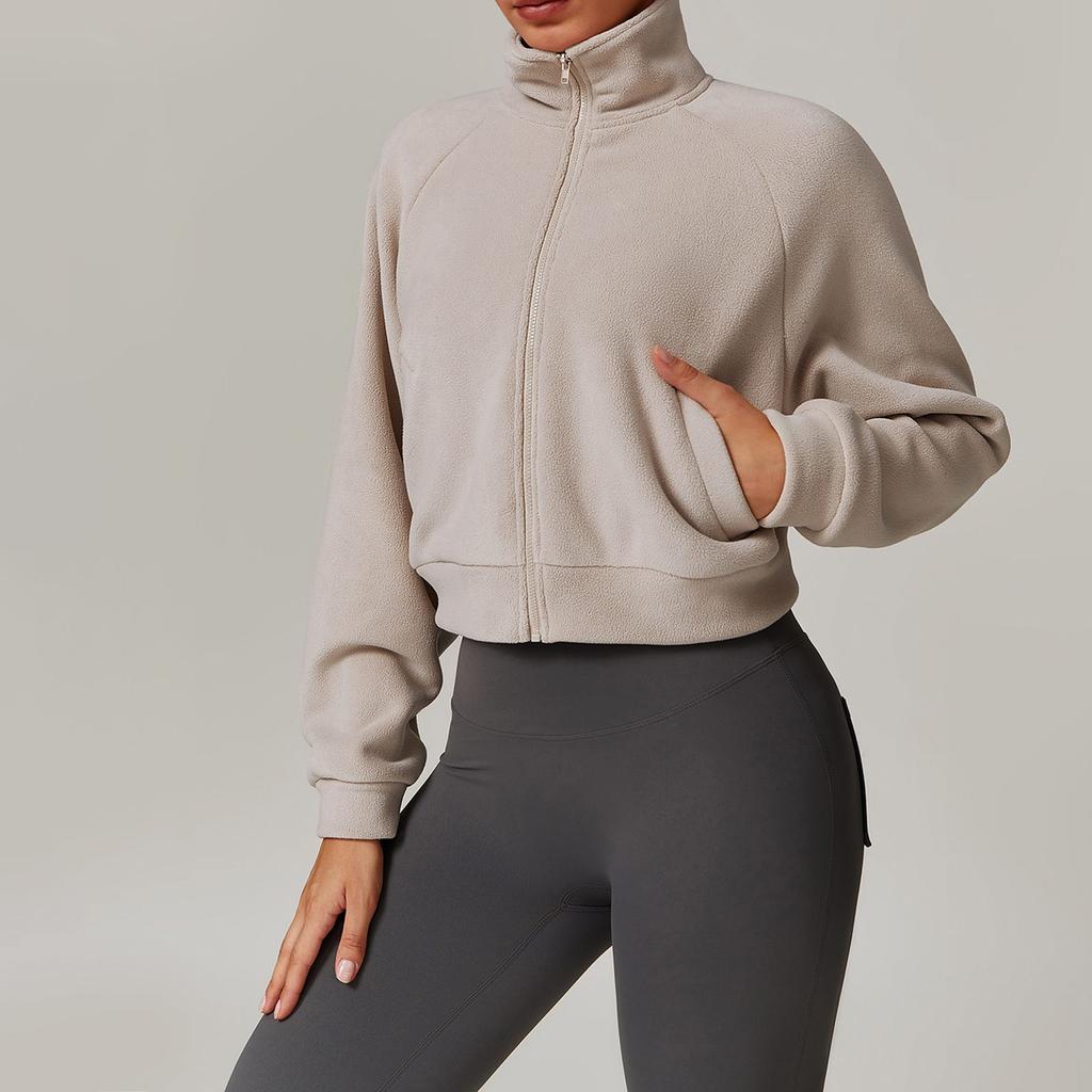 Ladies Fashion Standing Collar Yoga Wear Warm Jacket Women Running Windproof Top Padded Sports Fitness Jacket