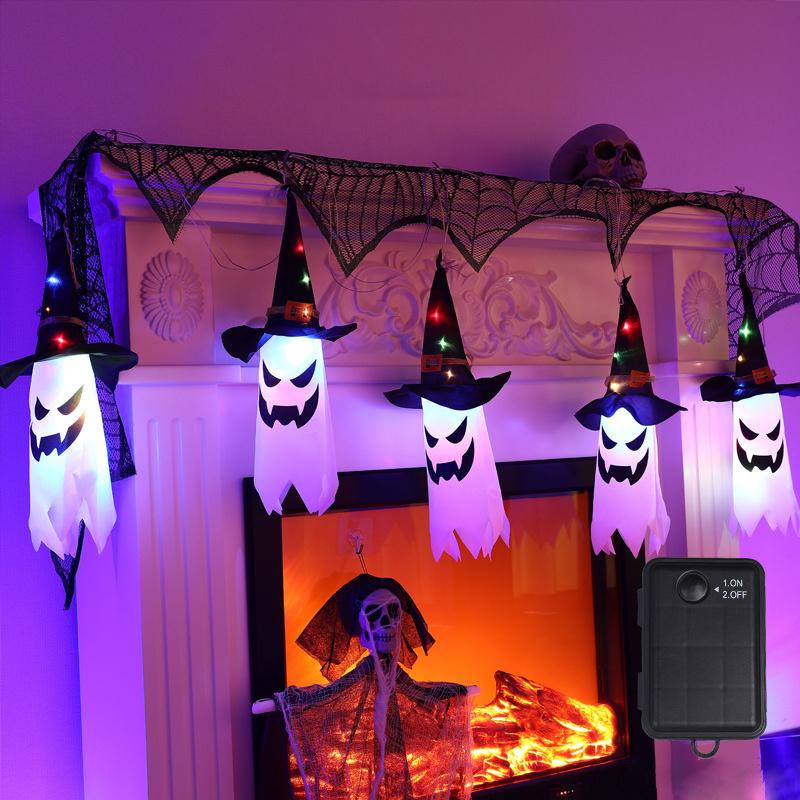 Xiaomi 1-5PCS Halloween Wizard Hat Ghost Hanging Decoration Spooky Room Ambiance for Ghost Festival Party Scary Decor Flash Pendant