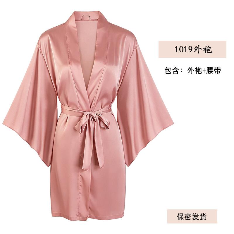 Yiyue sexy pajamas French suspender satin thin sexy underwear flirting pure loungewear women's nightdress 1101