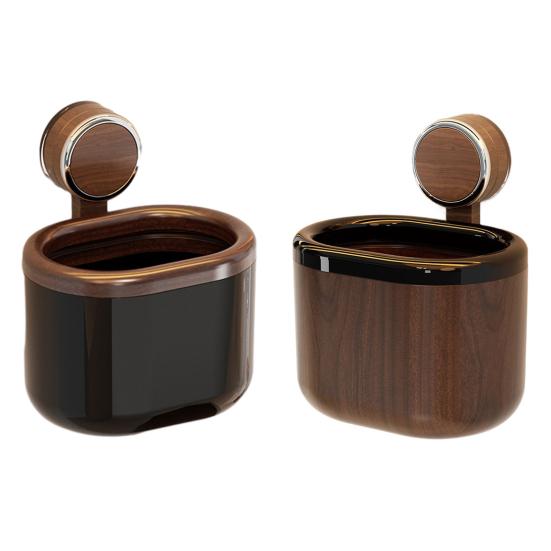 Storage Bucket Wall Mounted Suction Cup Design Large Capacity Wastebasket with Wood Grain Appearance Organizer for Bathroom