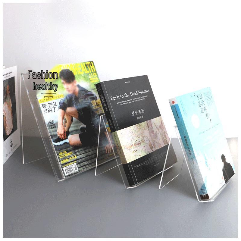 Acrylic Book Display Stand - Transparent Desktop Document Holder and Shelf