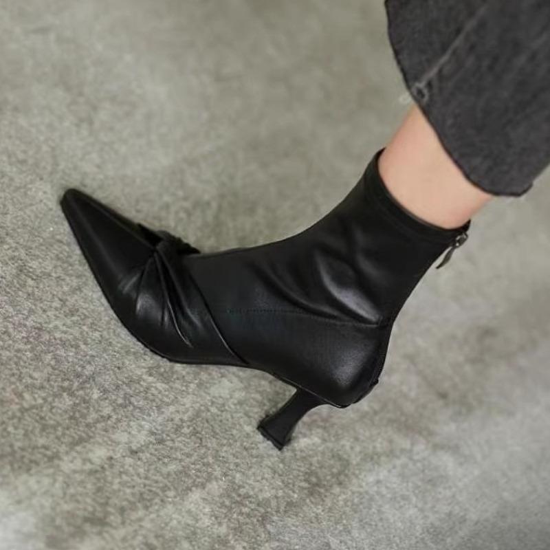 Fashion High Heels Women Ankle Boots Sexy Pointed Toe Heeled Shoes Designer 2025 Winter Party Chelsea Leather Boots Woman Pumps Botas
