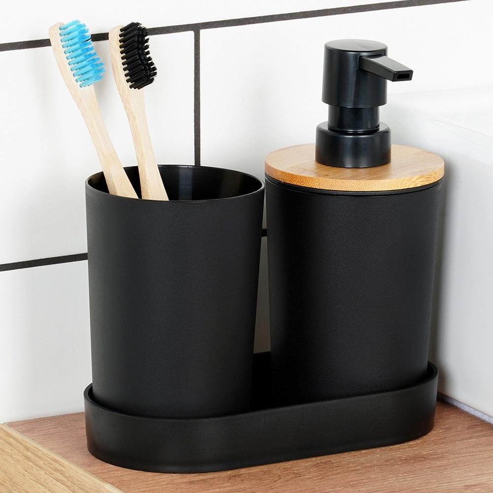 Liquid Soap Dispenser Gel Toothbrush Cup Toothpaste Bathroom Set