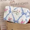 Bowknot Floral Palace-Style Quilted Wash Bag - Retro, Soft, Cute Octagonal Design